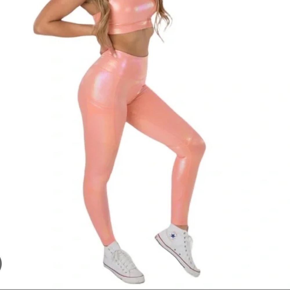 Shimmering Pink High-Waisted Leggings